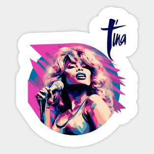 Tina Turner Modern Pink and Blue Popart Portrait by LozsArt Sticker